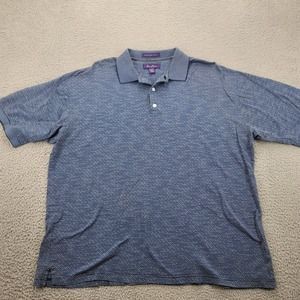 Alan Flusser Shirt Mens XL‎ Blue Short Sleeve Casual Classic Preppy Polo